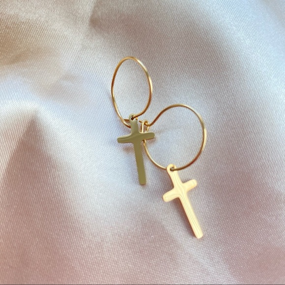 18K Goldplated Charm Hoops Earrings - Picture 4 of 13